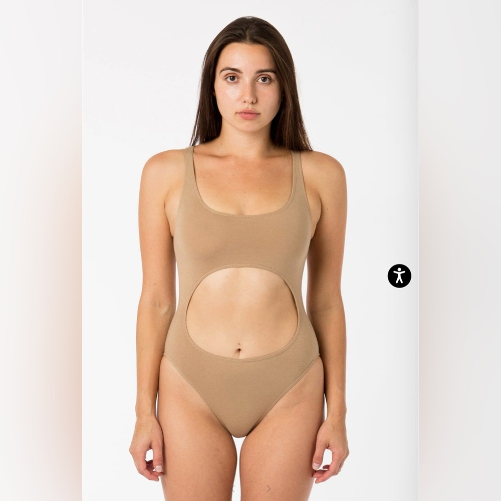 LA Apparel form fitting and flattering cotton spandex jersey cutout bodysuit